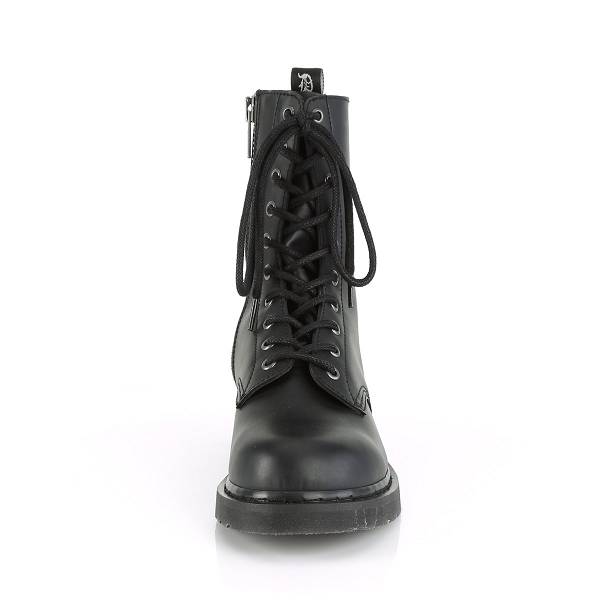 Demonia Bolt-200 Black Vegan Leather Stiefel Herren D173-084 Gothic Kniehohe Stiefel Schwarz Deutschland SALE